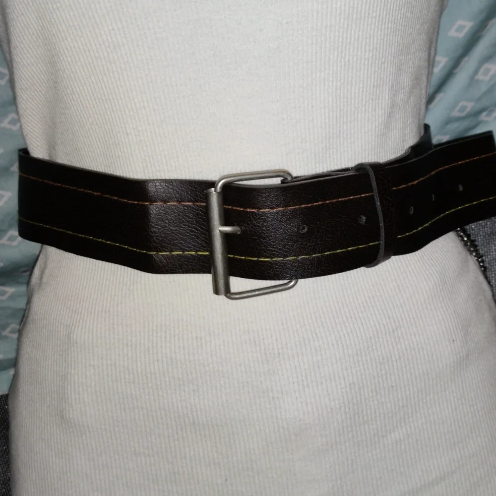 Brown Faux Leather Belt with chain